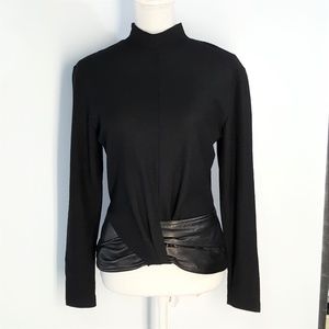 Joanie Char Twist Front Wool Sweater with Leather